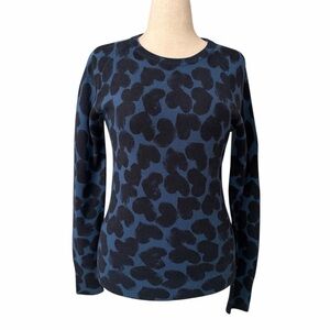 Equipment Femme Sweater Small Abstract Heart Print Blue Knit Soft Cashmere Feel